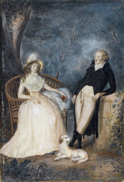 Charlotte von Stein och Johann Wolfgang von Goethe i samtal, andra hälften av 1700-talet. av German Master