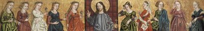 Salvator Mundi flankerad av de kloka och dåraktiga jungfrurna, ca. 1500 av German Master