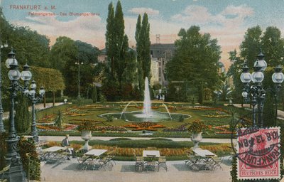Frankfurt, Palmengarten, Blomsterparterren. Vykort skickat 1913. av German Photographer