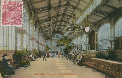 Karlsbad - innanför kolonnaden. Vykort skickat 1913. av German Photographer