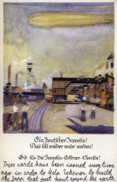 En tysk zeppelinare! (färg litho) av German School