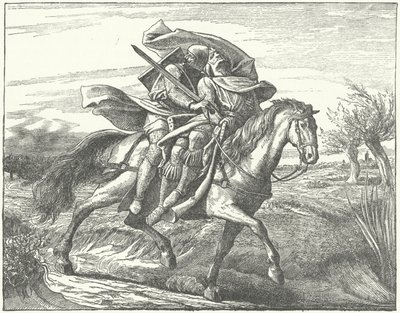 En tysk riddare som bär Valdemar II av Danmark i säkerhet efter hans nederlag i slaget vid Bornhoved av German School