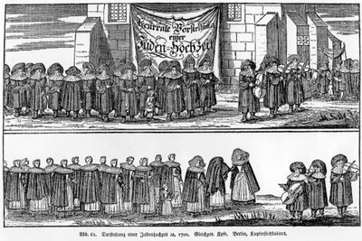 En judisk bröllopsprocession ca 1700 av German School