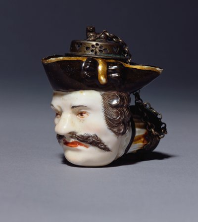 En pipskål för porträtt av Meissen modellerad som huvudet av Schmiedel, ca 1750 (porslin) av German School