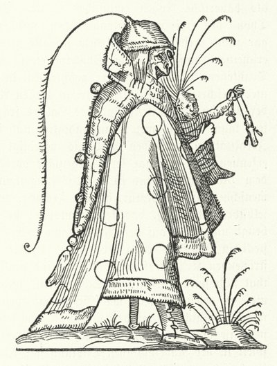 En karaktär från boken Les Songes drolatiques de Pantagruel (De komiska drömmarna om Pantagruel) av Richard Breton (gravyr) av German School
