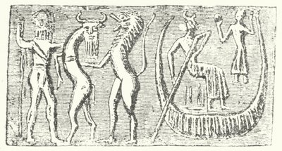 En skildring av den stora översvämningen från Gilgamesh-eposet av German School