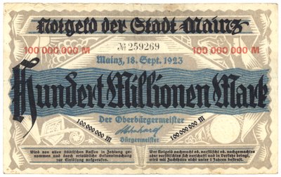 Hundra miljoner mark sedel, 1923 av German School