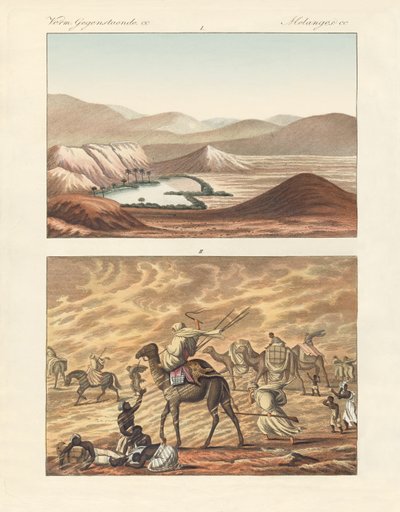 Om Sahara (färgad gravyr) av German School