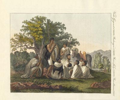 Abessinier vilar under sin resa (färgad gravyr) av German School