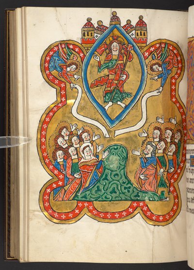 Lägg till. 60629, f.103v The Ascension (vellum) av German School