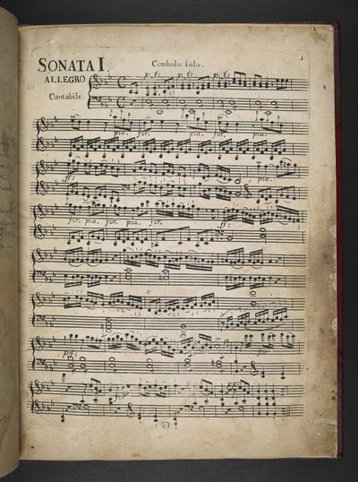 Lägg till MS 41631 f.2r Sonata I, partitur, från "Tre sonater för piano till den mest vördade ärkebiskopen och kurfursten av Köln Maximilian Friedrich...", av Ludwig van Beethoven av German School