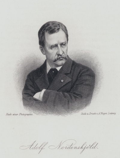 Adolf Erik Nordenskiold, finsk geolog, mineralog och arktisk upptäcktsresande (gravyr) av German School