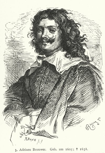 Adriaen Brouwer, flamländsk barockmålare (gravyr) av German School