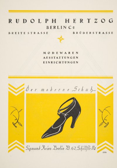 Annons för Rudolph Hertzog Shoes, från Styl, pub.1922 (pochoirtryck) av German School