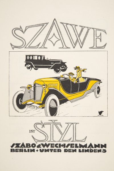 Annons för Szawe (Szabo & Wechselmann), från Styl, pub.1922 (pochoirtryck) av German School