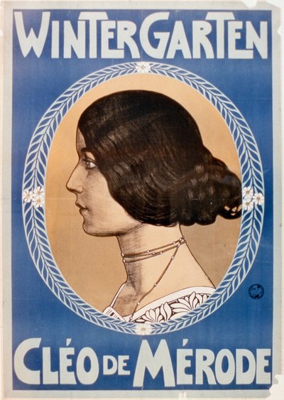 Annons för "Wintergarden" med Cleo de Merode i huvudrollen (färglitografi) av German School