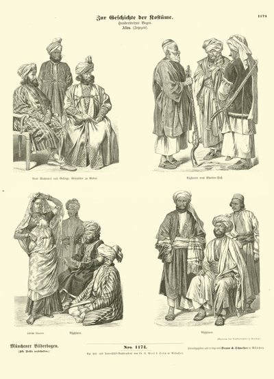 Afghanska dräkter, 1800-talet av German School