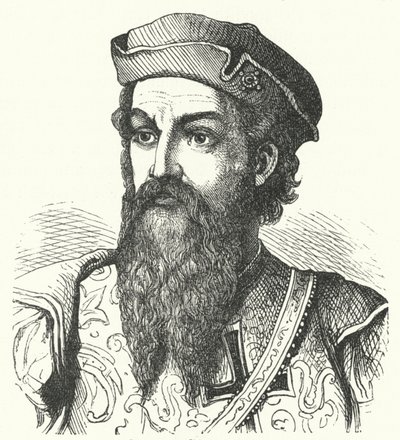 Afonso de Albuquerque, hertig av Goa, portugisisk general och vicekung i portugisiska Indien (gravyr) av German School