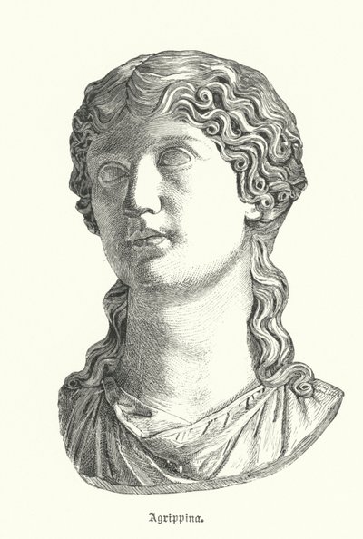 Agrippina den äldre, hustru till den romerske generalen Germanicus och mor till kejsar Caligula (gravyr) av German School