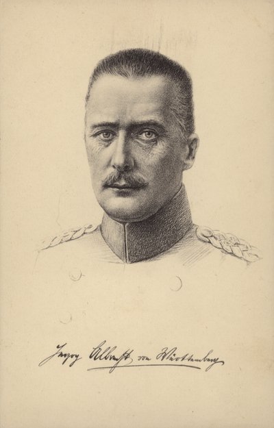 Albrecht, hertig av Württemberg, tysk prins och general under första världskriget (litografi) av German School