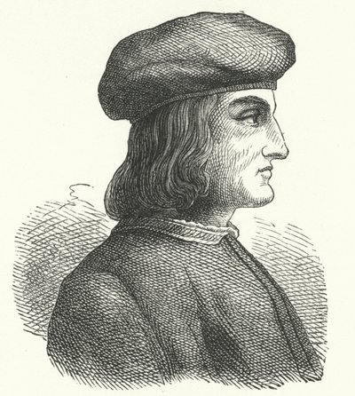 Aldus Manutius, venetiansk humanist, forskare, tryckare och förläggare (gravyr) av German School