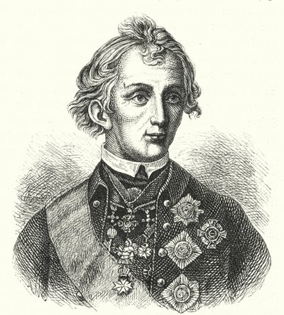 Alexander Suvorov, rysk general (gravyr) av German School