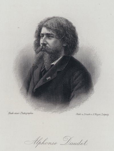 Alphonse Daudet, fransk romanförfattare (gravyr) av German School