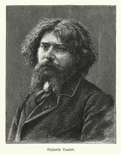 Alphonse Daudet, fransk författare (litho) av German School