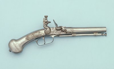 En flintlåspistol i helt stål, Jan Cloeter a Grevenbroich, ca 1660 av German School