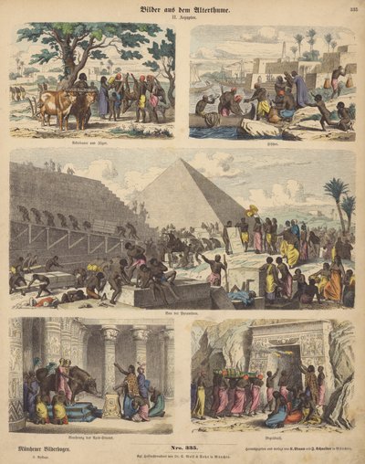 Forntida Egypten (färgad gravyr) av German School