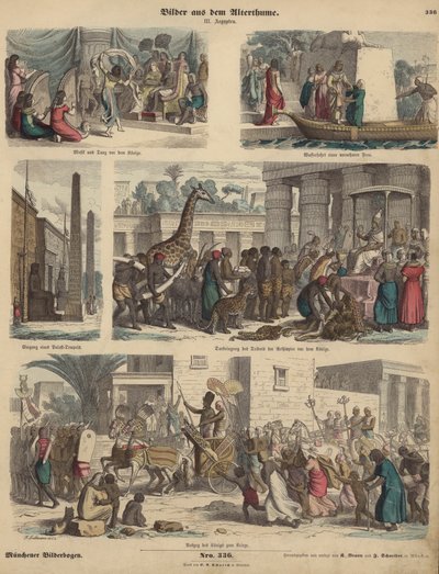 Forntida Egypten (färgad gravyr) av German School