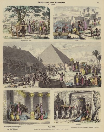 Forntida Egypten (färgad gravyr) av German School