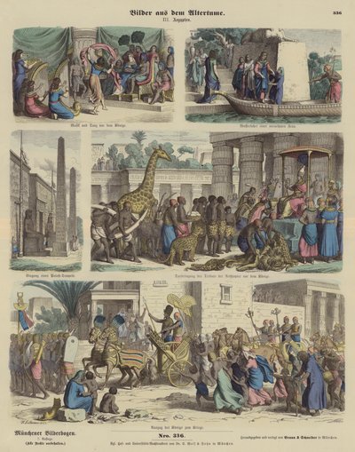 Forntida Egypten (färgad gravyr) av German School
