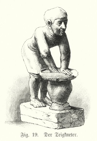 Forntida egyptisk figur av en man som blandar deg (gravyr) av German School