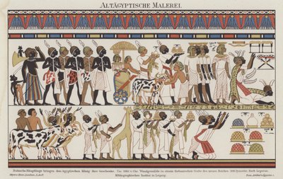 Forntida egyptisk målning (färg litho) av German School