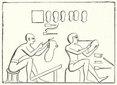 Forntida egyptiska skomakare (gravyr) av German School