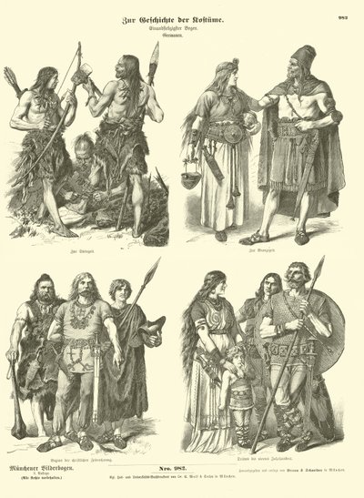 Gamla germanska dräkter av German School
