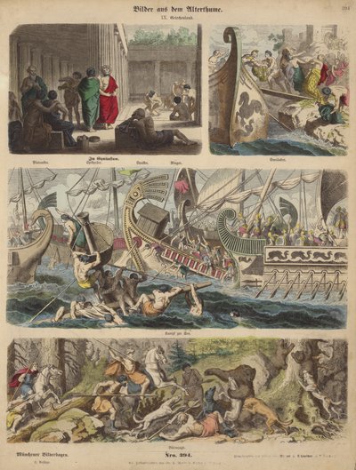 Antikens Grekland (färgad gravyr) av German School