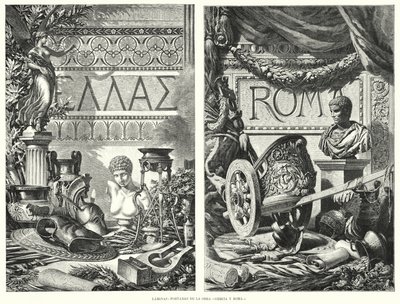 Antikens Grekland och Rom (litho) av German School
