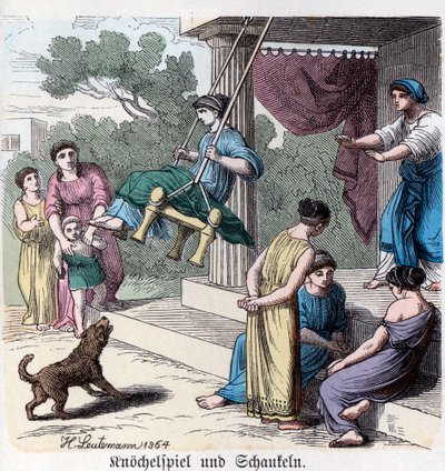 Antikens historia. Grekland. Grekiska inhemska spel ... (gravyr) av German School