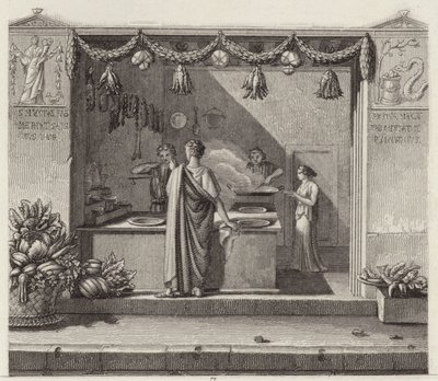 Forntida romersk butik. Illustration för Bilder-Atlas (gravyr) av German School