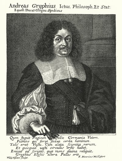 Andreas Gryphius, tysk poet och dramatiker (gravyr) av German School