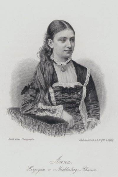 Anna, hertiginna av Mecklenburg-Schwerin (gravyr) av German School