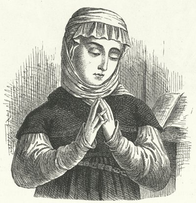 Anna Reinhard, hustru till Huldrych Zwingli, ledargestalt i reformationen i Schweiz (gravyr) av German School