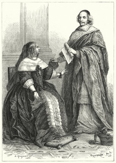 Anne av Österrike, regent för Ludvig XIV av Frankrike, och kardinal Mazarin, Frankrikes chefsminister av German School