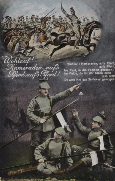 Stiga upp! Kamrater, på era hästar, på era hästar! (färg litho) av German School