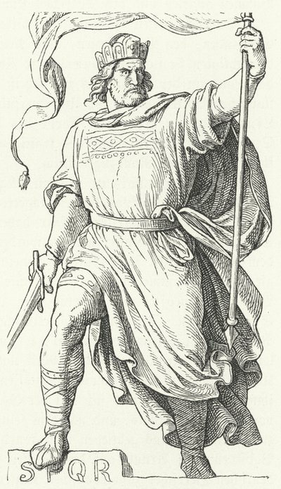 Arnulf av Kärnten, omtvistad kung av Italien och den helige romerske kejsaren (gravyr) av German School