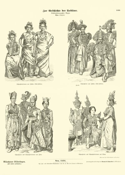 Kostymer för asiatiska skådespelare, sent 1800-tal av German School
