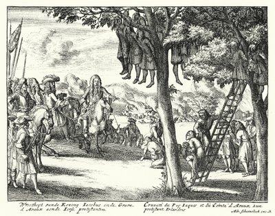 Grymheter begångna mot irländska protestanter av James II och Comte d"Avaux, 1689 av German School