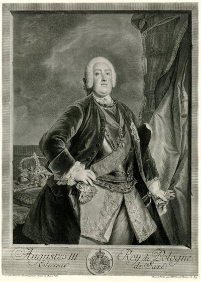 Augustus III (1696-1763) kung av Polen (fototyp) av German School